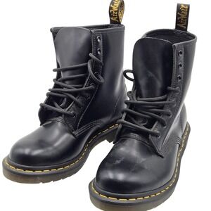 Dr Martens Boots Mens Size 6 Black Leather Combat Ankle Shoes AirWair Lace Up